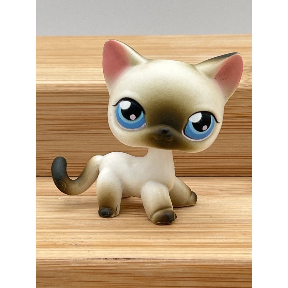 Littlest Pet Shop #5 Gray Siamese Kitty Cat LPS Hasbro Authentic 2004 Vintage